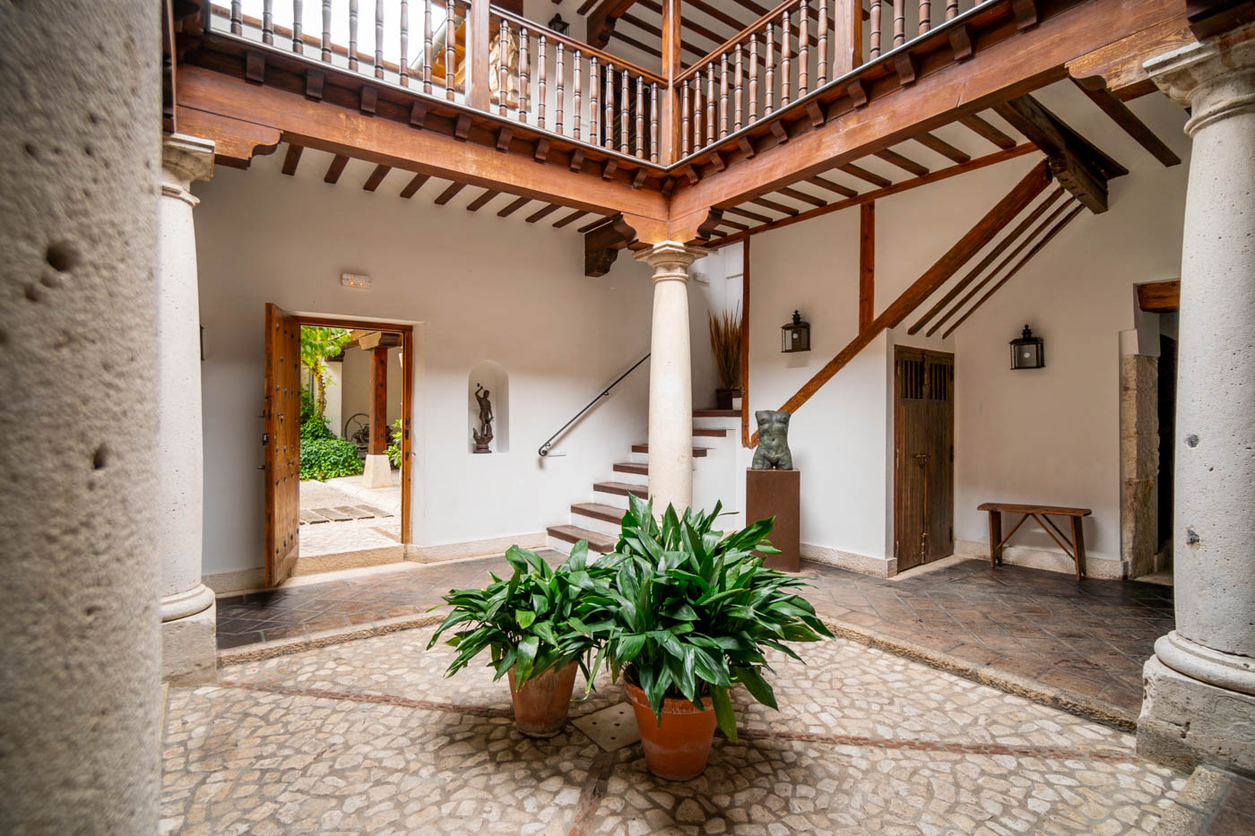 The villa reception is a traditional courtyard 